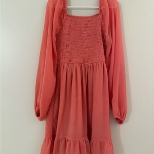 Art Class Coral Long Sleeve Dress
